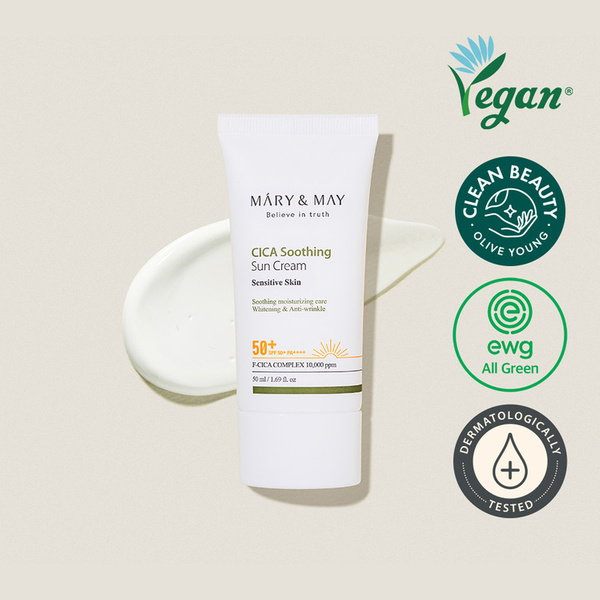 Mary&May CICA Soothing Sun Cream SPF50+ Nawilżający Krem z Filtrem Przeciwsłonecznym 50ml