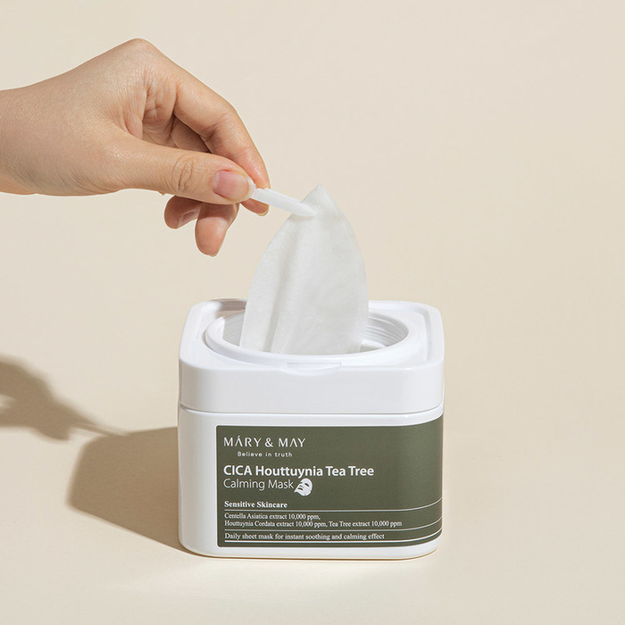 Mary&May CICA Houttuynia Tea Tree Calming Mask - Zestaw Maseczek w Płachcie 30 szt.