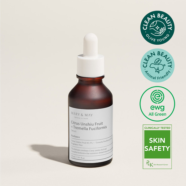 Mary&May Citrus Unshiu + Tremella Fuciformis Serum - Rozjaśniające Serum Do Twarzy - 30ml