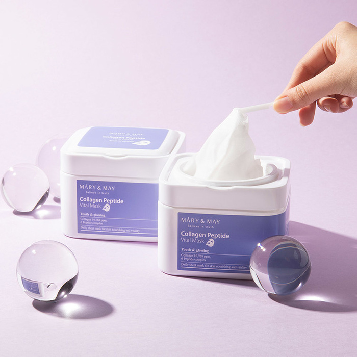 Mary&May Collagen Peptide Vital Mask - Zestaw Ujędrniających Maseczek w Płachcie 30szt.
