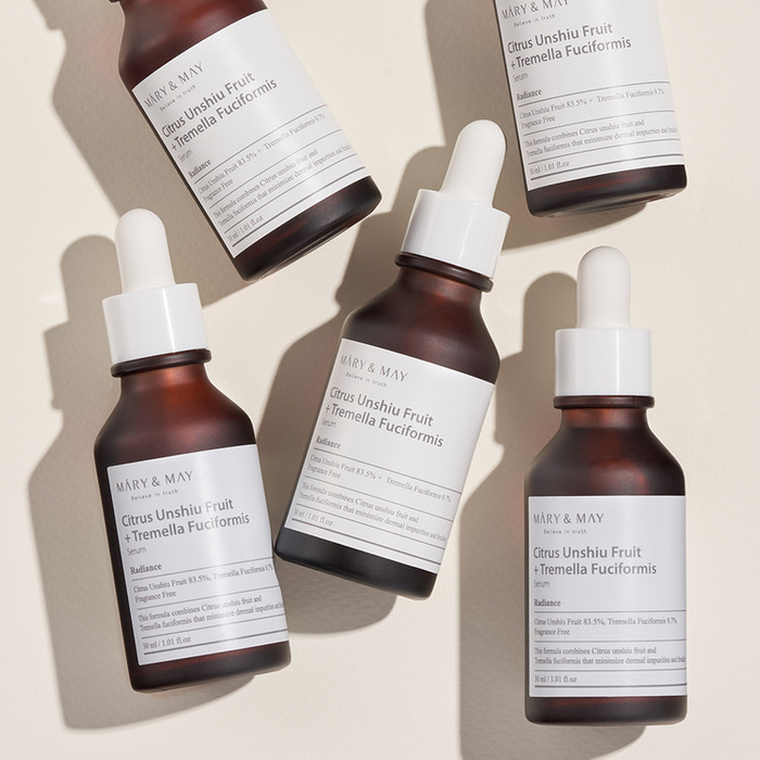 Mary&May Citrus Unshiu + Tremella Fuciformis Serum - Rozjaśniające Serum Do Twarzy - 30ml