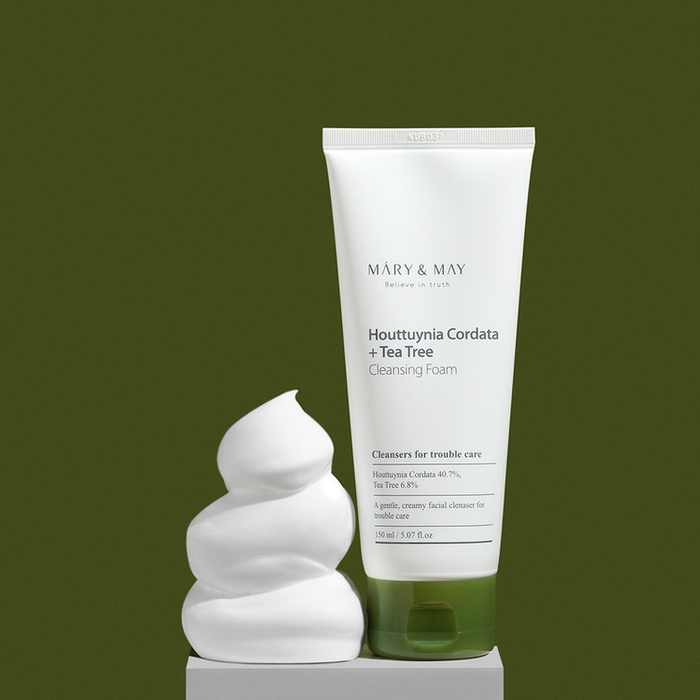 Mary&May Houttuynia Cordata + Tea Tree Cleansing Foam - Kremowa Pianka Do Twarzy 150ml