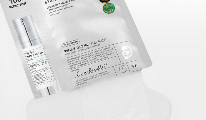 VT Cosmetics Reedle Shot 100 2Step Mask - Ujędrniający zestaw z Boosterem do Twarzy
