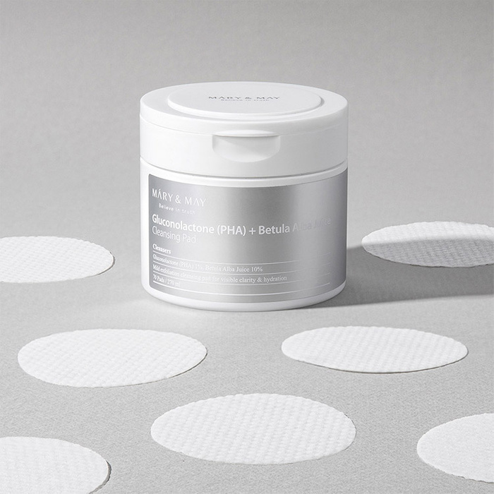 Mary&May Gluconolactone (PHA)+Betula Alba Juice Cleansing Pad - Płatki Nasączone 70szt.