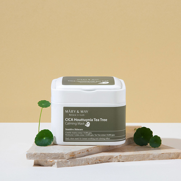 Mary&May CICA Houttuynia Tea Tree Calming Mask - Zestaw Maseczek w Płachcie 30 szt.