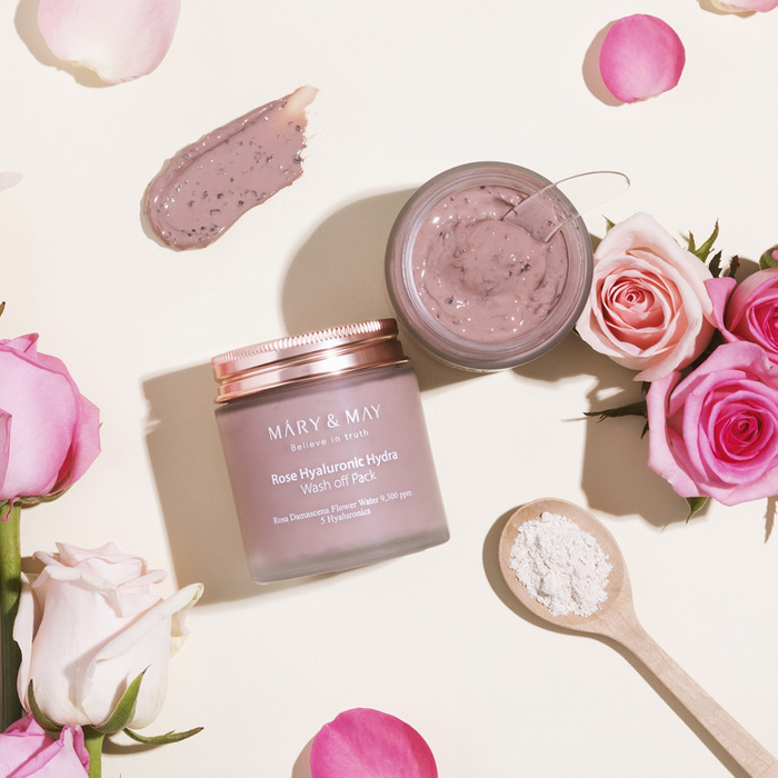 Mary&May Rose Hyaluronic Hydra Wash off Pack - Nawilżająca Maska z Glinką 125g