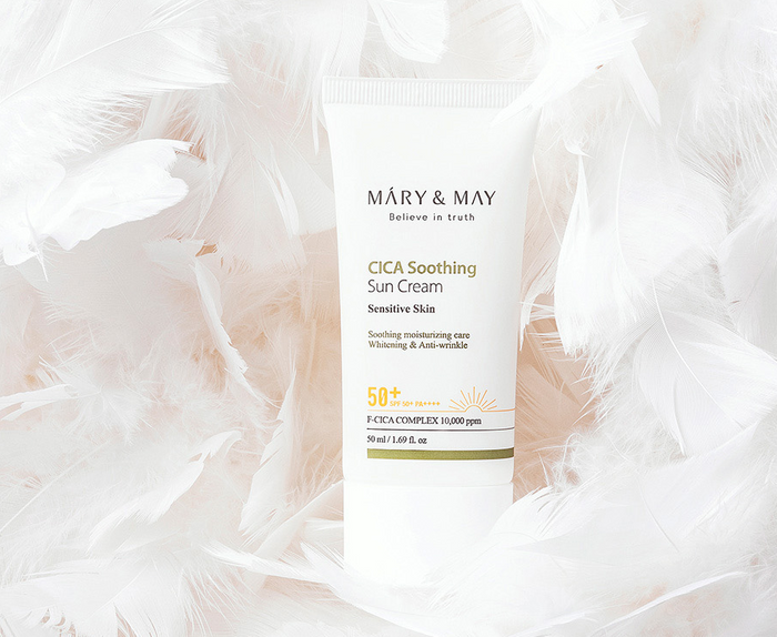 Mary&May CICA Soothing Sun Cream SPF50+ Nawilżający Krem z Filtrem Przeciwsłonecznym 50ml
