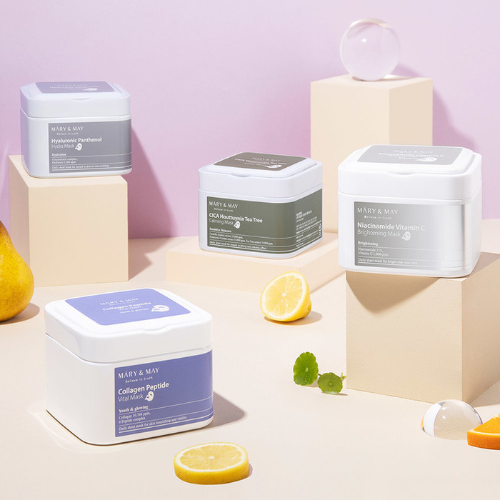 Mary&May Collagen Peptide Vital Mask - Zestaw Ujędrniających Maseczek w Płachcie 30szt.