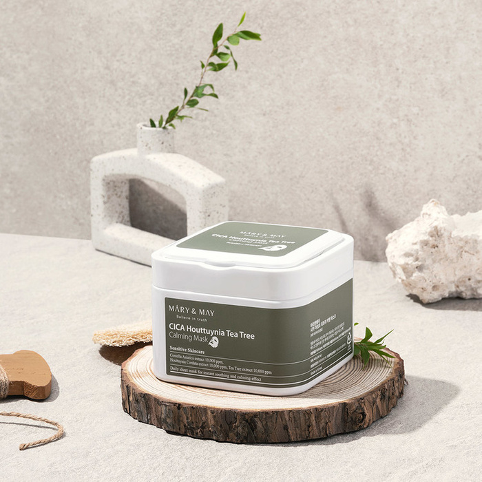 Mary&May CICA Houttuynia Tea Tree Calming Mask - Zestaw Maseczek w Płachcie 30 szt.