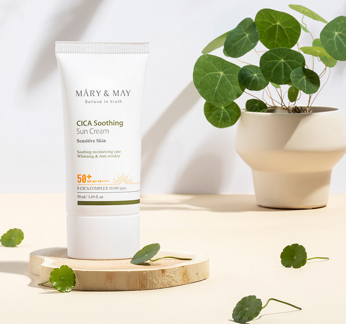 Mary&May CICA Soothing Sun Cream SPF50+ Nawilżający Krem z Filtrem Przeciwsłonecznym 50ml