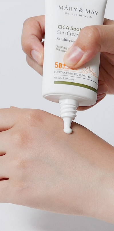 Mary&May CICA Soothing Sun Cream SPF50+ Nawilżający Krem z Filtrem Przeciwsłonecznym 50ml